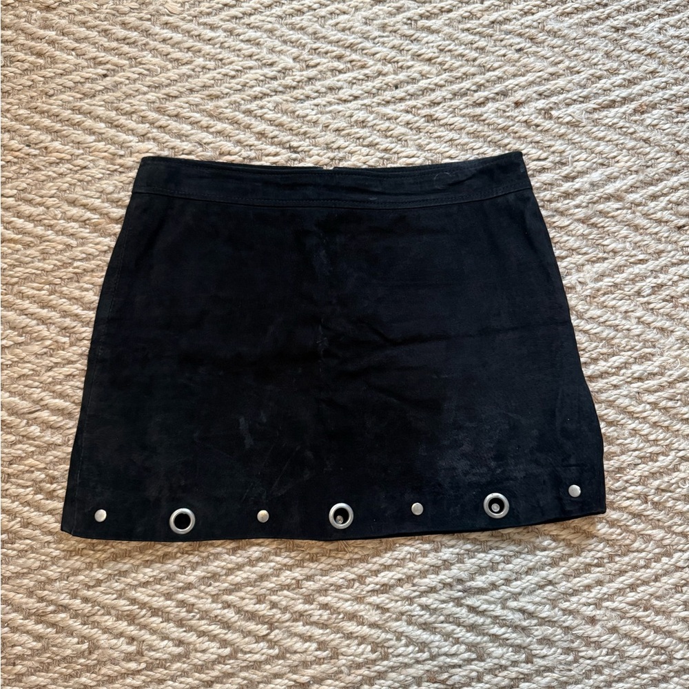 Blank NYC Black Mini Skirt with Metallic Details